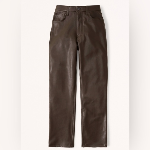 Abercrombie: Leather 90s Straight Pant - Picture 2 of 5